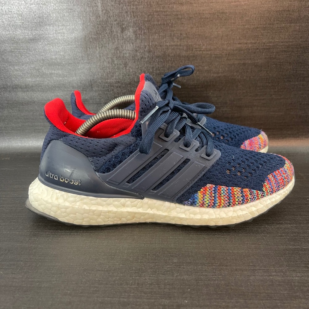 Adidas Ultraboost 2.0 Kids Size 4.5Y Navy Blue Multicolor Rainbow Shoes BB7801